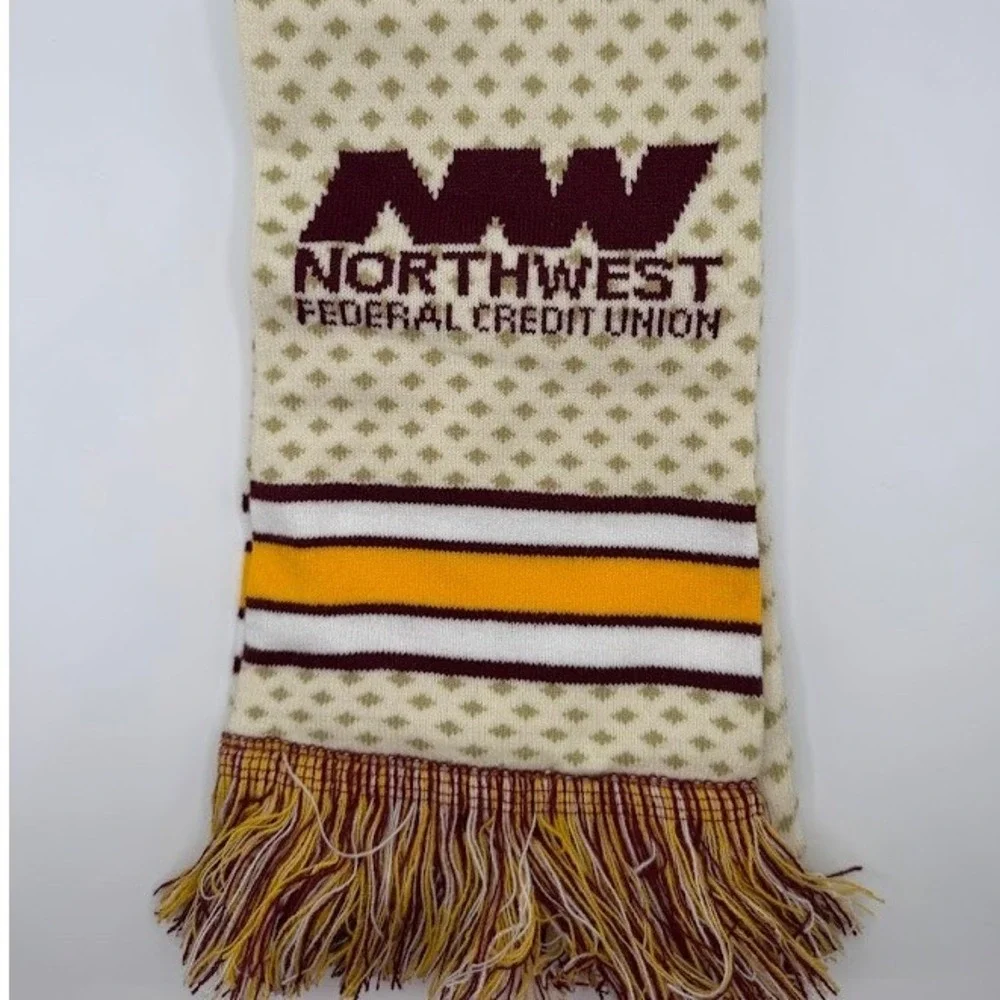 Washington Commanders Football Knit Fringe Scarf Burgundy Gold White Cream NCFU